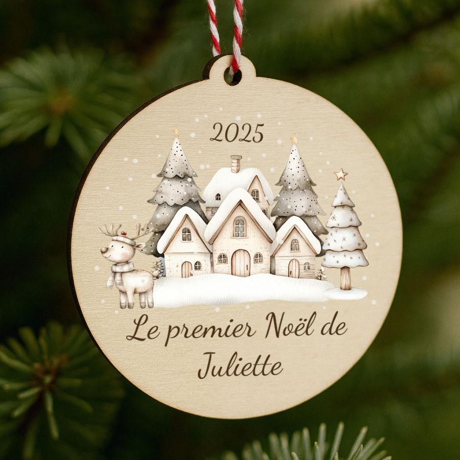 Décoration de Noël personnalisée en bois – Premier Noël de bébé