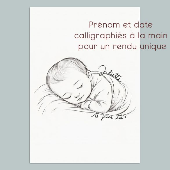 Affiche de Naissance Personnalisée - Calligraphie Artisanale à la Main