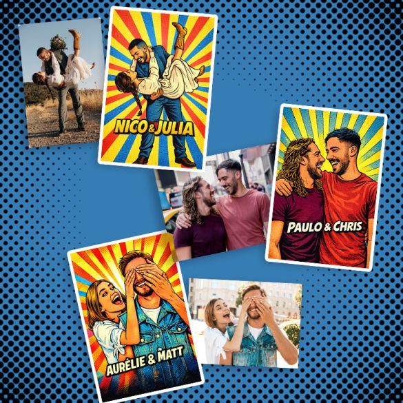 Cadre lego  Couple Pop Art