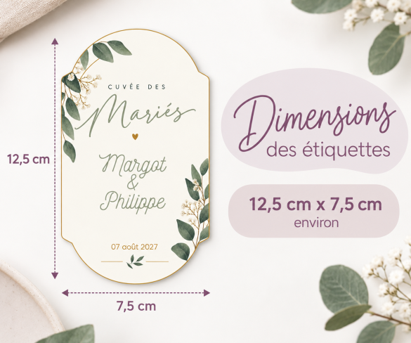 Étiquette bouteille de vin personnalisée Mariage – Prénoms et date