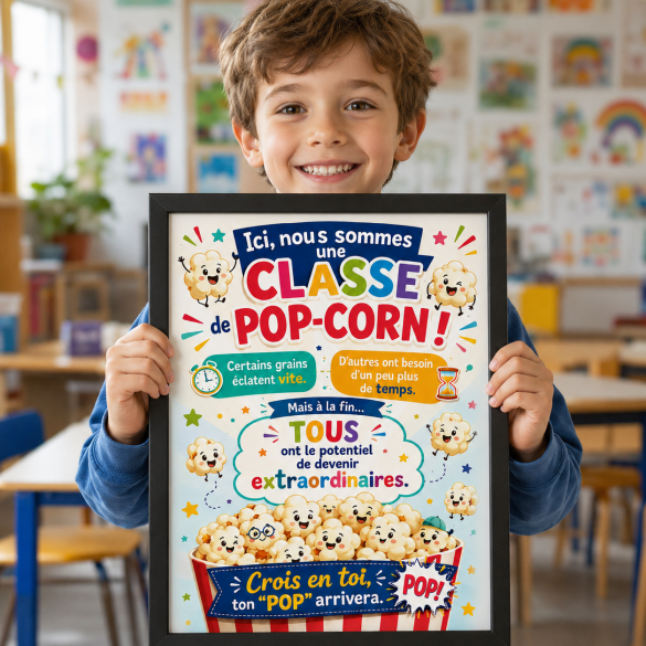 Affiche Motivation Classe | Pop-Corn – Décoration Positive pour Salle de Classe