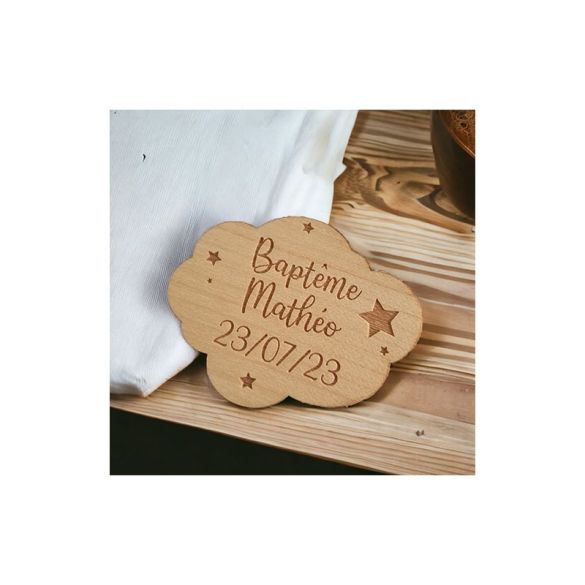 Magnets remerciements / souvenir en bois personnalisés Nuages