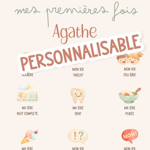 Affiche bébé personnalisée A3 – Mes 40 premières fois