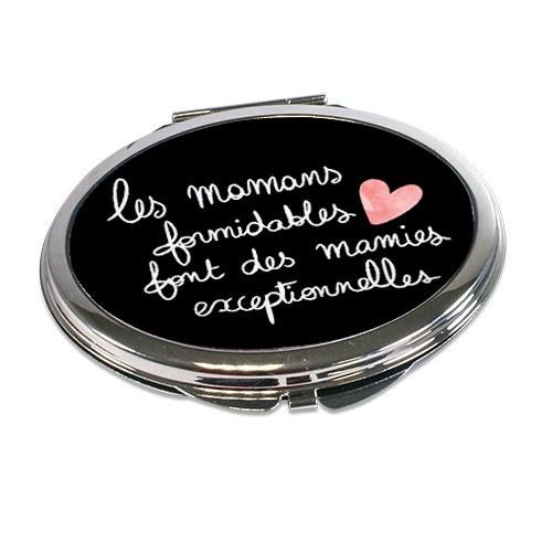 Miroir de poche les mamans formidables font des mamies exceptionnelles (+ pochette coton en cadeau) (version noire)