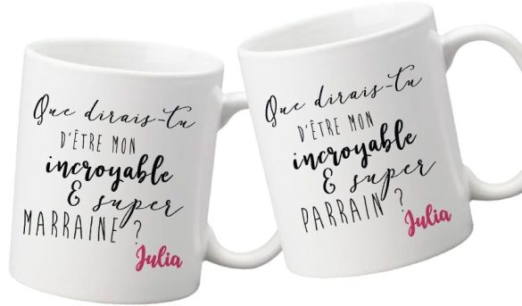 Mug personnalisable recto pour demande au parrain / marraine