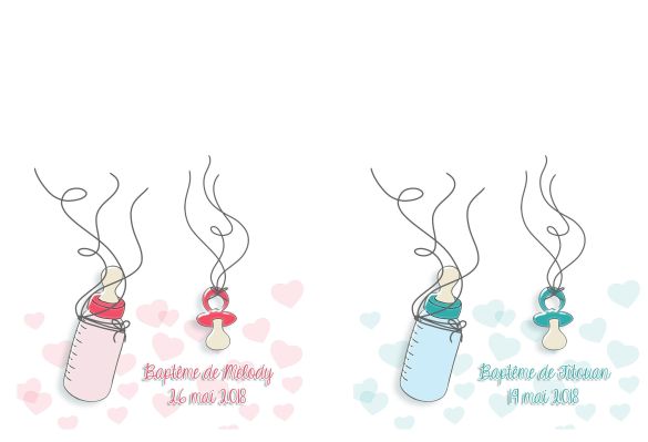 Affiche à empreintes Tétine et biberon pour baby shower (bleu)