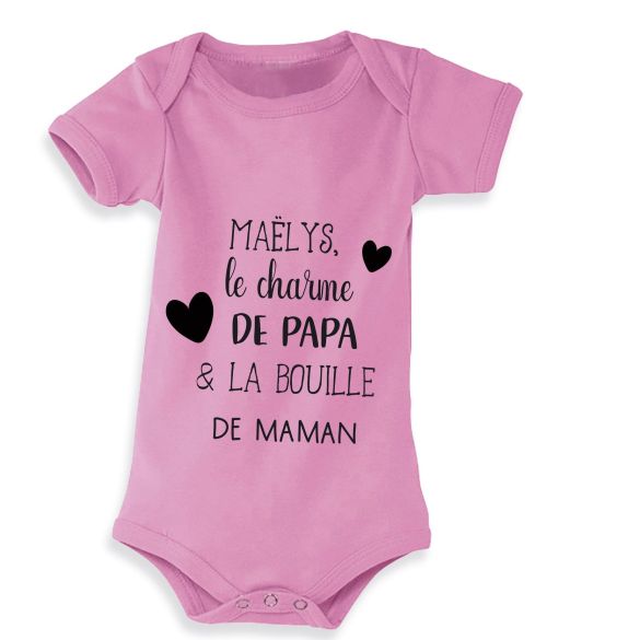 Body bébé personnalisé Le charme de papa et la bouille de maman