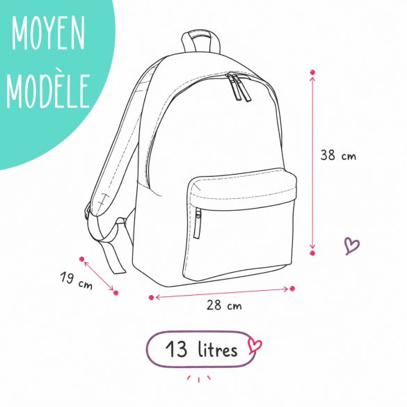 Sac à dos école personnalisé avec prénom | Engins de chantier - Couleur Noir Moyen 13L
