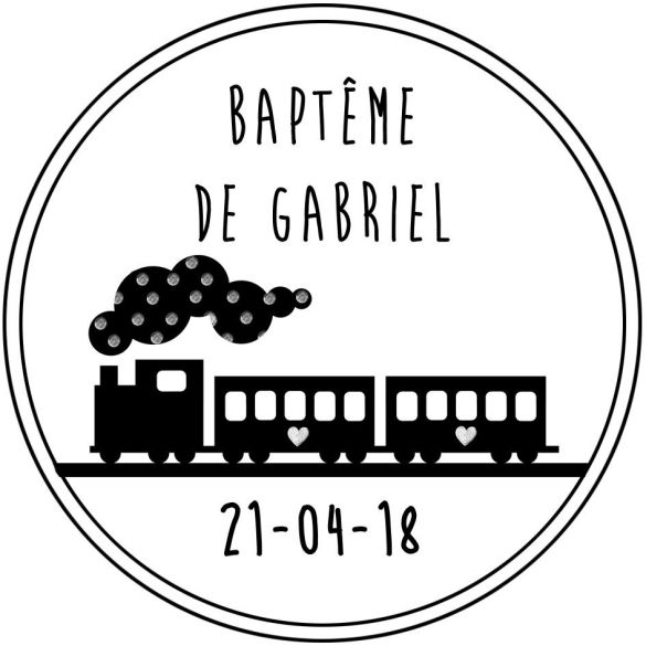 Tampon personnalisé pour baptême -Train