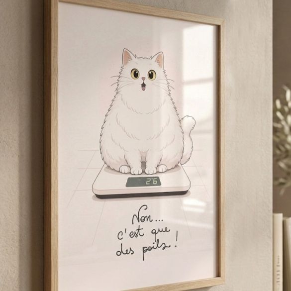 Affiche murale chat humoristique – Non... C'est que des poils