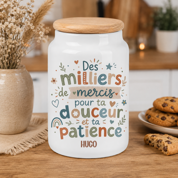 Pot à cookies personnalisé Des milliers de mercis – Cadeau maîtresse personnalisé