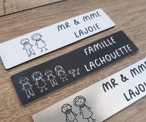 Plaque adhésive boîte aux lettres personnalisée avec famille