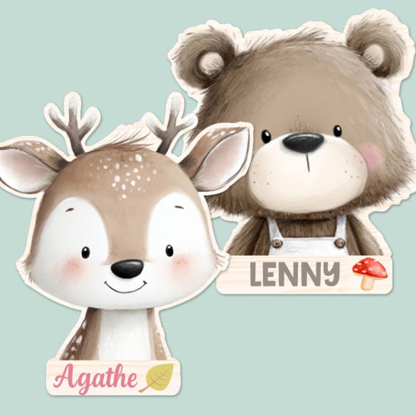 Décoration murale enfant Daim en bois – déco chambre bébé forêt