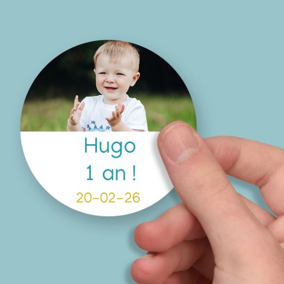 Sicker baptême personnalisé avec photo