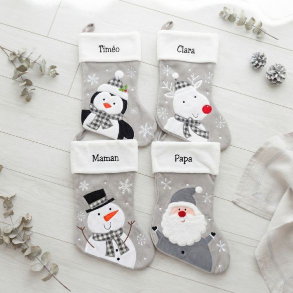 Chaussette de Noël personnalisée avec prénom brodé – Botte de Noël à personnaliser
