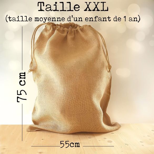 Hotte de Noël Vintage Renne | Jute personnalisée XXL