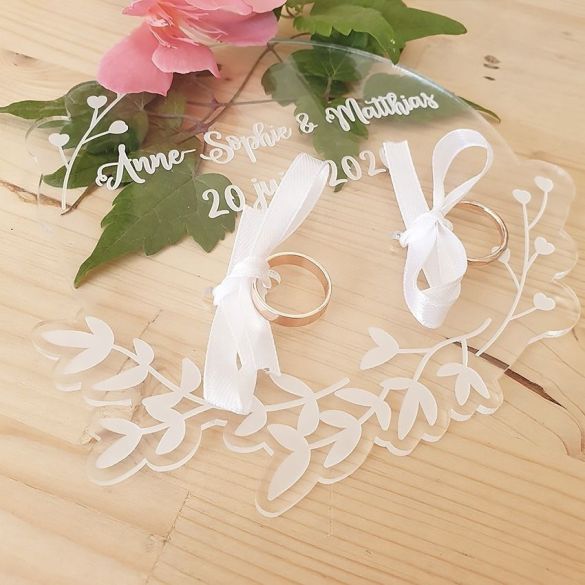 Plateau alliances mariage transparent ou en bois | personnalisé | Mariage | Fleurs découpés