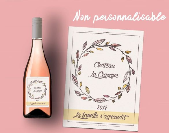 Etiquette bouteille vin ou champagne "La famille s'agrandit"