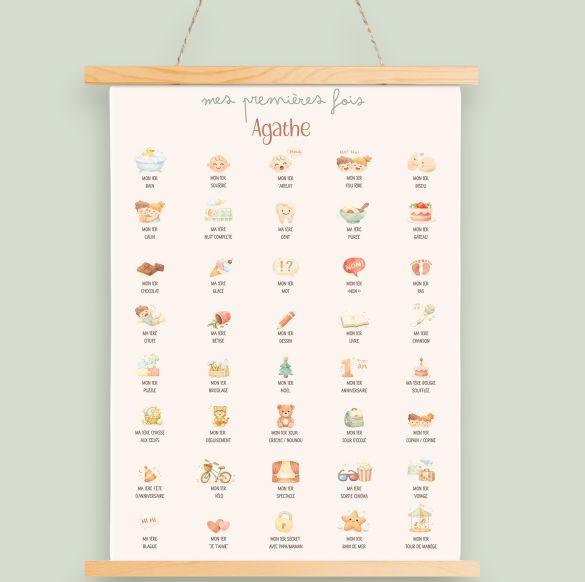 Affiche bébé personnalisée A3 – Mes 40 premières fois