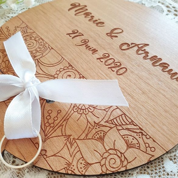 Porte alliances en bois  ou en plexi transparent | personnalisé | Mariage | Bandeau fleuri