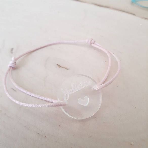 Bracelet gravé enfant personnalisable Rond avec coeur