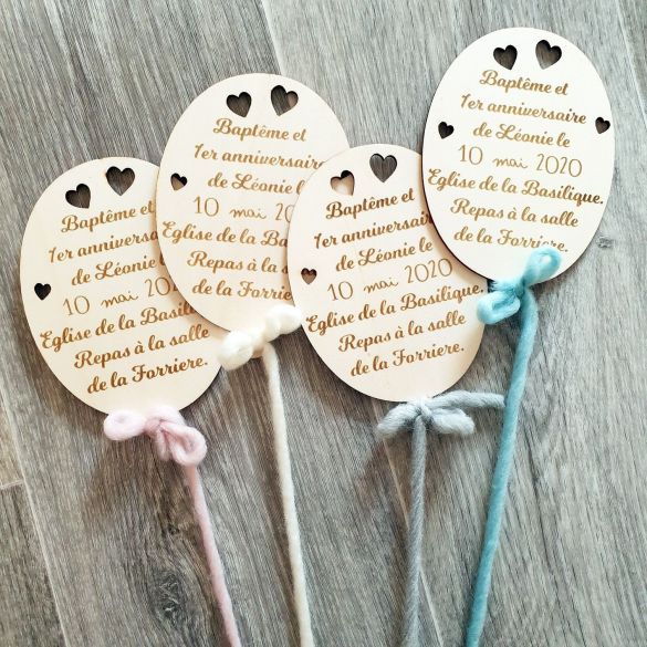 Faire-part en bois mini ballons