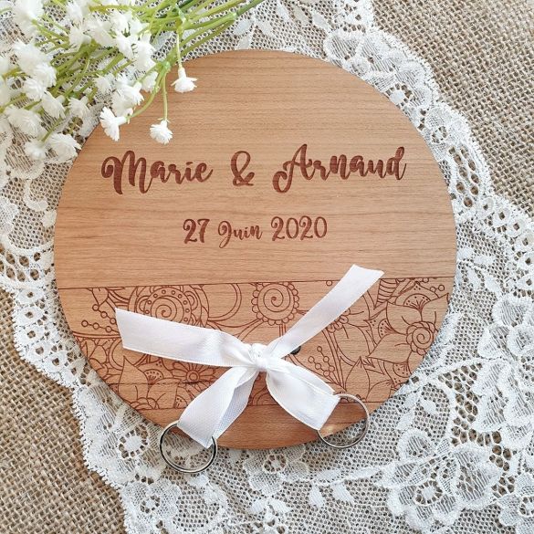 Porte alliances en bois  ou en plexi transparent | personnalisé | Mariage | Bandeau fleuri