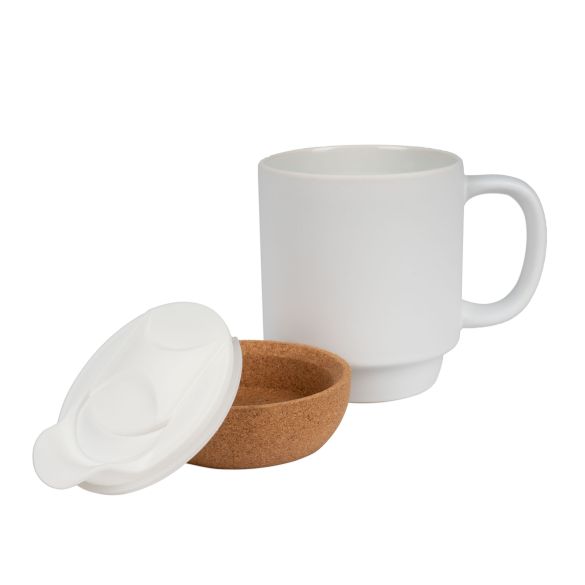 Mug et sa base en liège pour amoureux