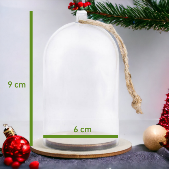 Décoration sapin Cloche transparente, avec étoiles et initiales de la famille