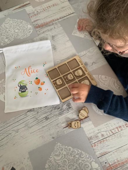 Jeu Tic Tac Toe / morpion personnalisé en bois |Idée cadeau enfant