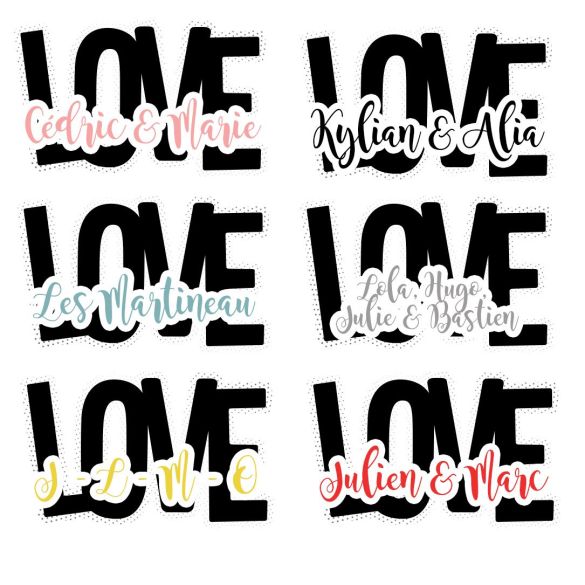 Affiche / Plaque aluminium personnalisée avec prénoms Love | Saint Valentin | Cadeau couple