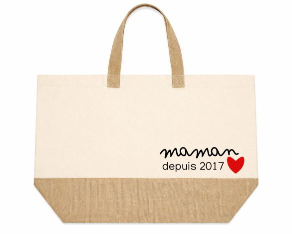 Grand sac personnalisé Maman depuis ! Idée cadeau maman