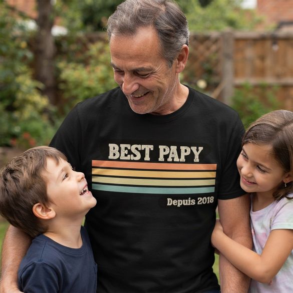 T-shirt personnalisé Best Papy depuis – Cadeau Fête des Grands-Pères et anniversaire