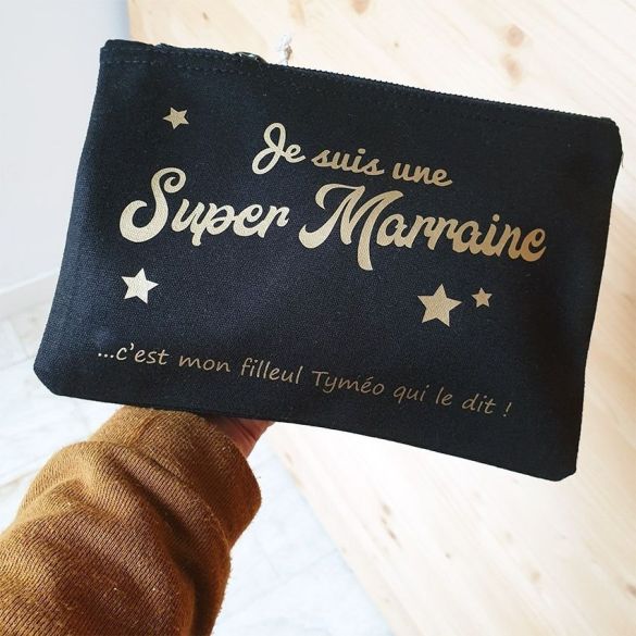 Pochette coton personnalisable pour super parrain