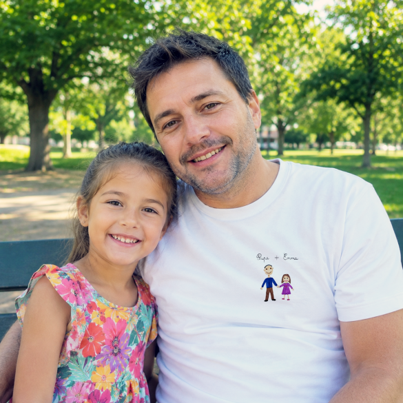 Tshirt papa avec dessin d'enfant sur le coeur