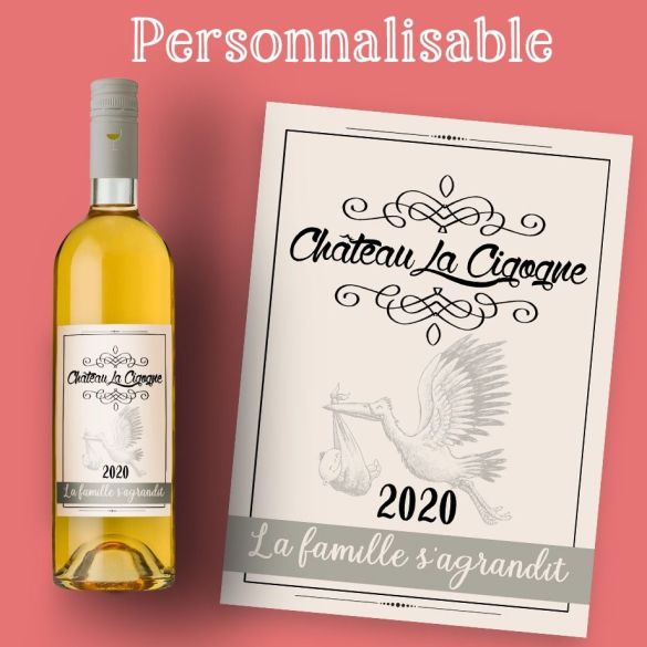 Etiquette bouteille de vin personnalisable pour annonce originale|annonce grossesse