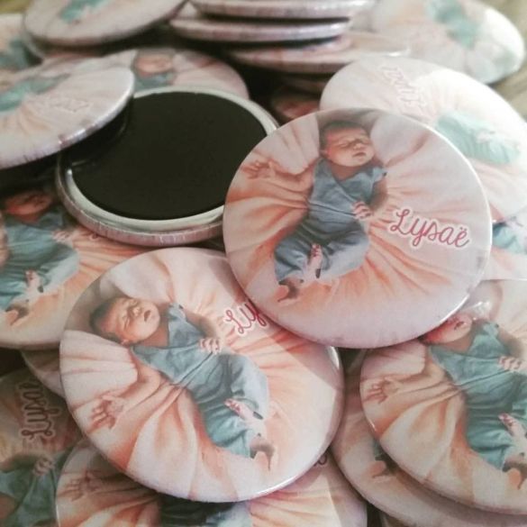Badges ou magnets avec photo pour mariage| baptême|anniversaire| pacs...