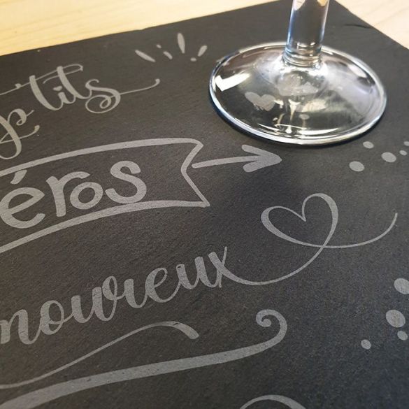 Planche en ardoise apéro en amoureux | Saint Valentin | Cadeau couple
