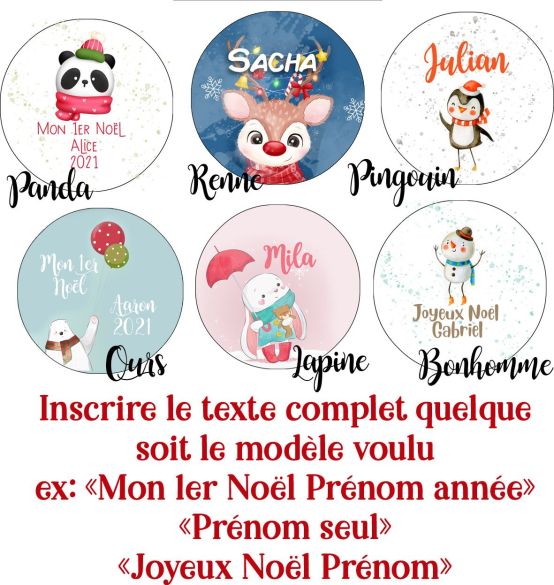 Boule de Noël personnalisée à accrocher au sapin - 6 modèles