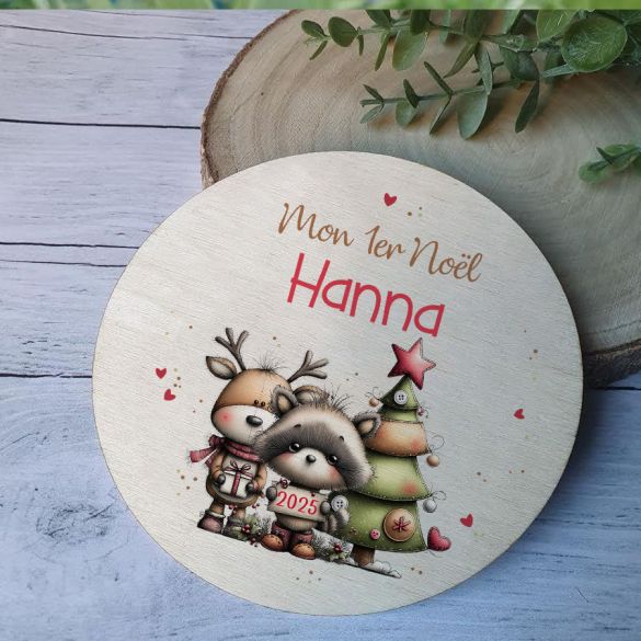 Plaque en bois bois imprimée Mon 1er Noël