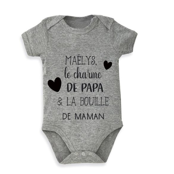 Body bébé personnalisé Le charme de papa et la bouille de maman