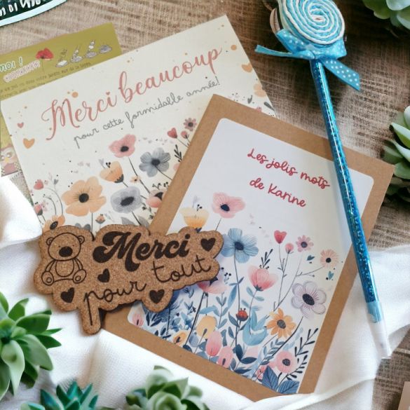 Pochette Merci pour cette année | Nounou | Atsem | Maîtresse | Crêche