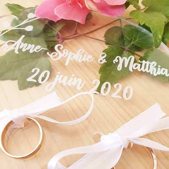 Plateau alliances mariage transparent ou en bois | personnalisé | Mariage | Fleurs découpés