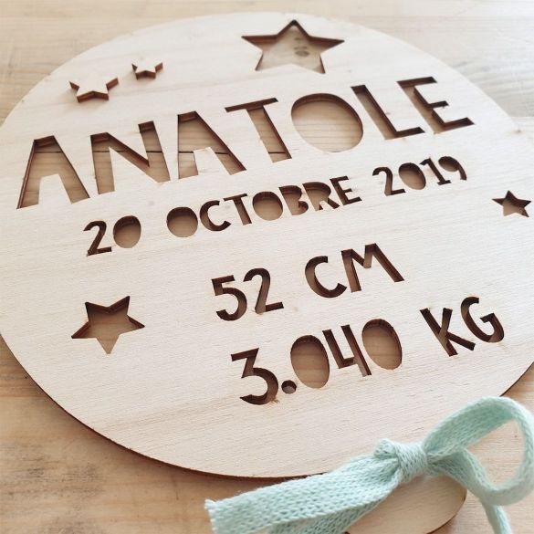 Ballon de naissance en bois personnalisé - découpé