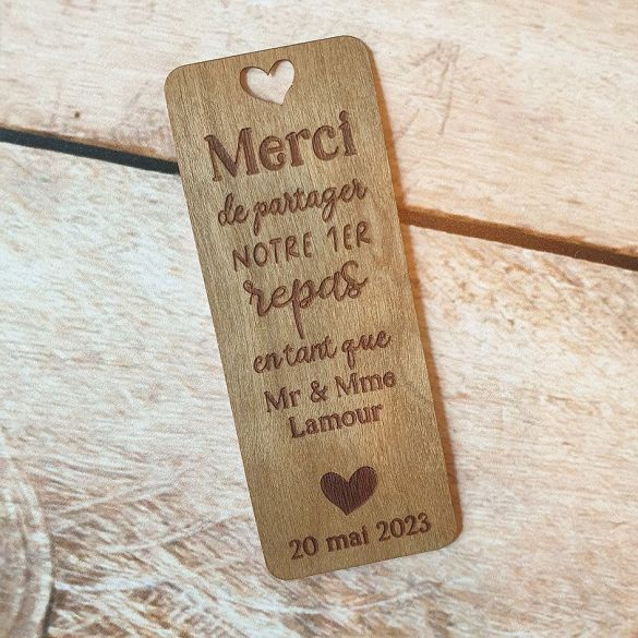 Etiquettes en papier bois Merci pour couverts Mariage