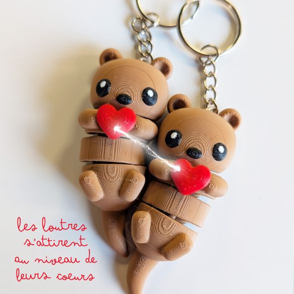 Duo de porte clés Loutres aimantés