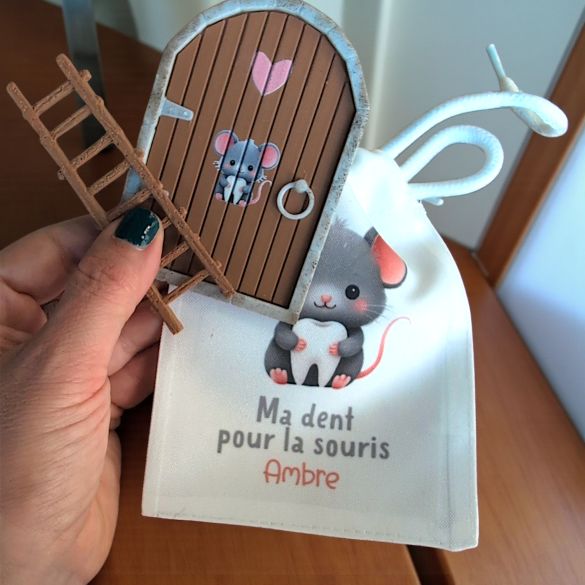 Kit magique de la Petite Souris – Porte, échelle et pochon personnalisé