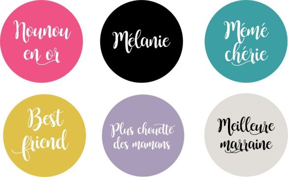 Miroir de poche personnalisable "Je suis la super mamie de..." (+ pochette coton en cadeau)