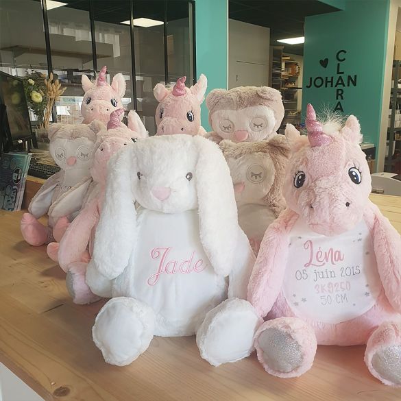 Peluche Licorne personnalisée imprimée