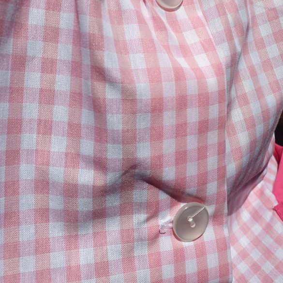 Blouse, tablier écolier personnalisé avec boutons. Couleur rose